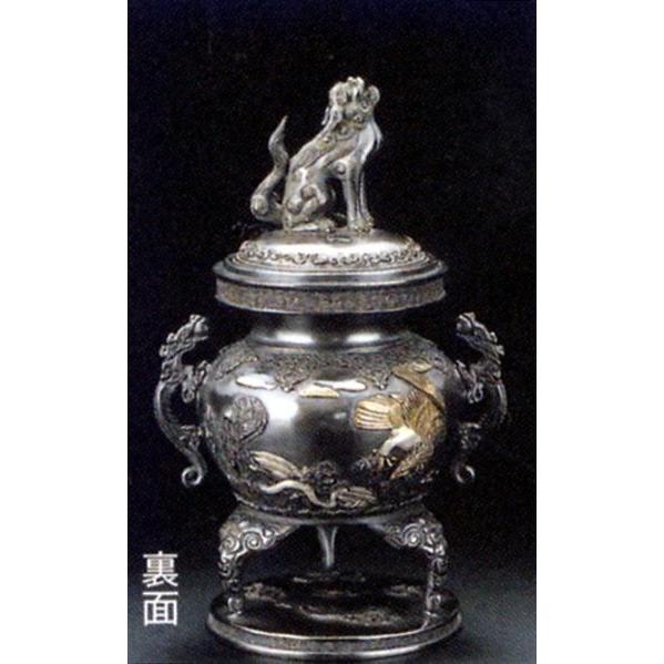 蝋型鋳物 松鷹地紋 香炉 獅子の彫刻付き 台座付き 【公式通販】