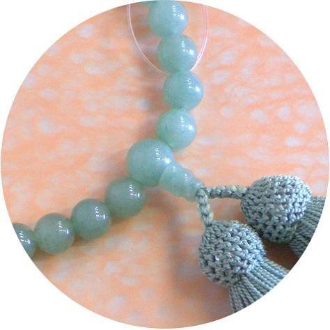 郵便発送可｜女性用片手数珠 京念珠｜ライトアベン（インド翡翠）大玉