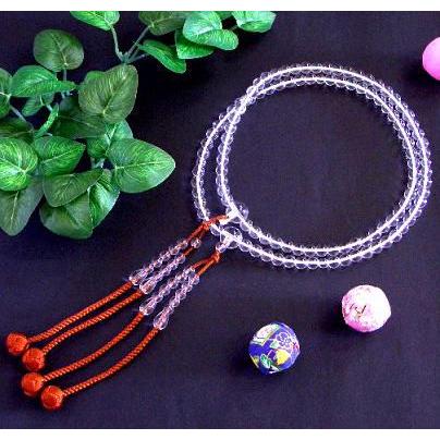 真言宗本式数珠*本連(振分）念珠｜水晶（クリスタル）*尺二｜利久梵天