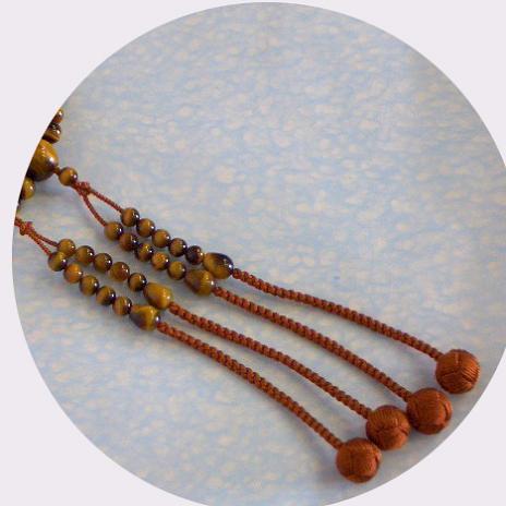 真言宗本式数珠*本連(振分）念珠｜虎目石（タイガーズアイ）*尺二