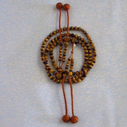 真言宗本式数珠*本連(振分）念珠｜虎目石（タイガーズアイ）*尺二