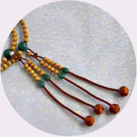 真言宗本式数珠*本連(振分）念珠｜星月菩提樹印度翡翠仕立*尺二｜利久