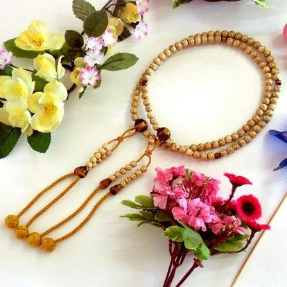 真言宗本式数珠*本連(振分）念珠｜星月菩提樹虎目石仕立*尺二｜利久