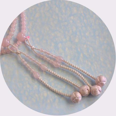 真言宗本式数珠*本連(本連）念珠｜紅水晶（ローズクォーツ）*八寸