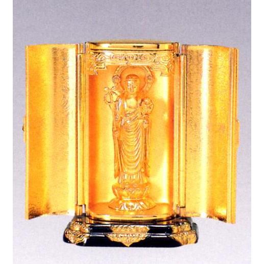 仏像｜　子安地蔵菩薩　純金メッキ仕上　厨子入り｜合金製　紙箱入【高岡銅器】10z30-4 【丸物】