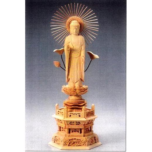 仏像 阿弥陀如来 東 ヒノキ製 丸座 3寸 真宗大谷派/東派 /桧 檜 ひのき