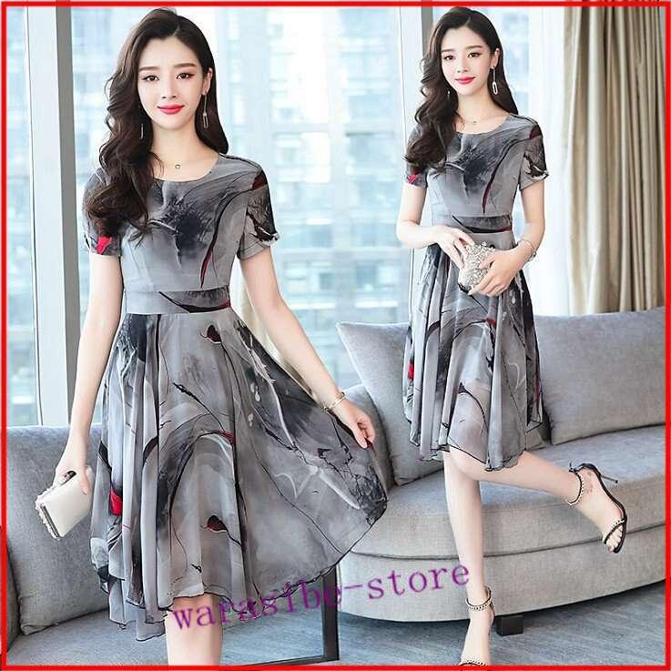 ワンピース レディース 40代 夏 不規則 Aライン ロングワンピース 膝丈 半袖 シフォン ワンピ 韓国風 二次会 女子会 超目玉