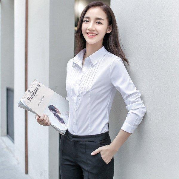 売れ筋新商品 オフィス 長袖 フォーマル 開襟 レディース ビジネス ワイシャツ ブラウス シャツ トップス Ol リクルート 就活 事務服 制服 長袖 サイズ S Ute Meiers De