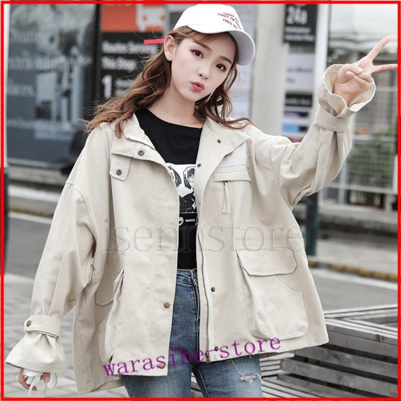人気新品 原宿系 ジャケット レディース ゆったり モッズコート 長袖 ブルゾン ジャンパー 薄手 スプリングコート無地 カジュアル マウンテンパーカー 通勤