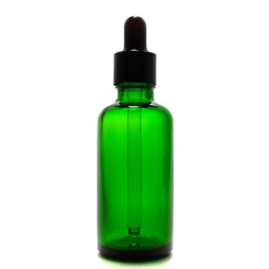 アロマ遮光瓶 50ml グリーン スポイド付きキャップ 現金特価