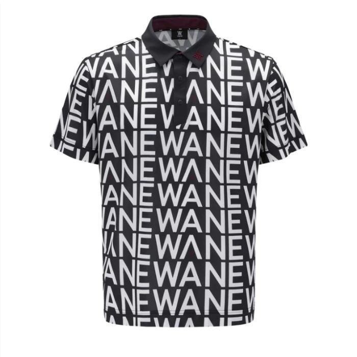 アニューゴルフ　ポロシャツ　メンズ ANEW MEN SM LOGO PATTERN SHORT T-SHIRT アニュー ゴルフ メンズ ロゴ