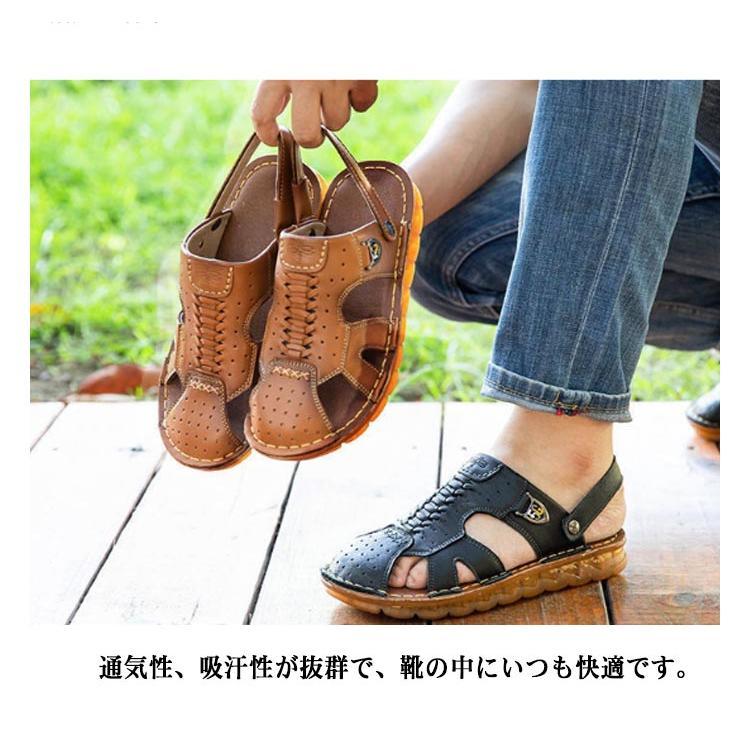 2way 履きやすい 柔らかい 大人サンダル メンズ コンフォートサンダル 本革 バックストラップ おしゃれ レジャー 春 夏 キャメル ブラック｜wasabi-store｜13