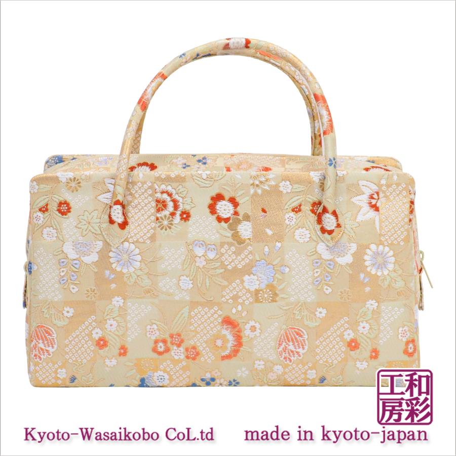 西陣織金襴オリジナル和装バッグ「総柄 利休バック」me159｜wasai-kobo｜02