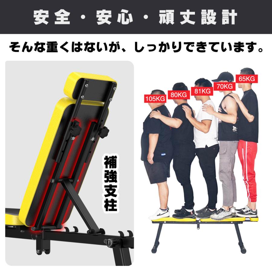 WASAI トレーニングベンチ 折りたたみ フラットベンチ 黄色/黒色
