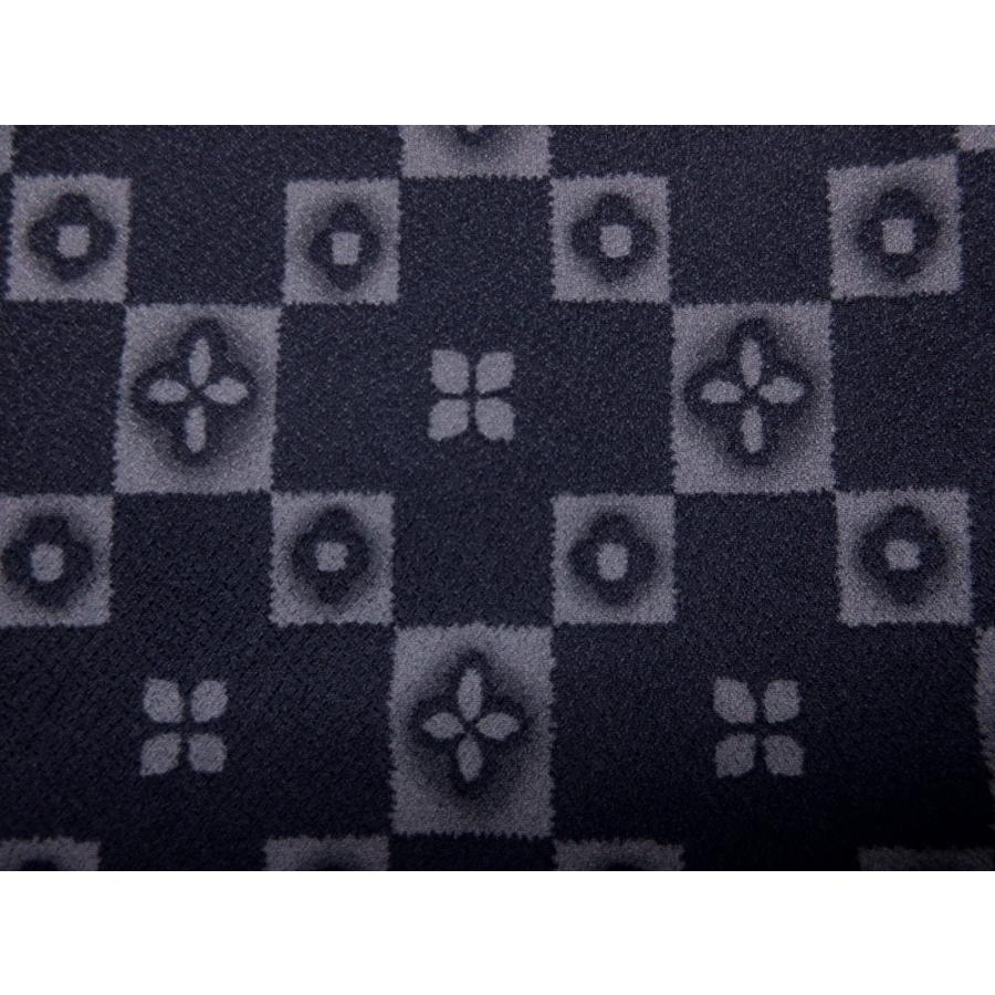 着物 洗える 袷 小紋 半巾帯 細帯 リバーシブル 2点セット 濃紺色地菱