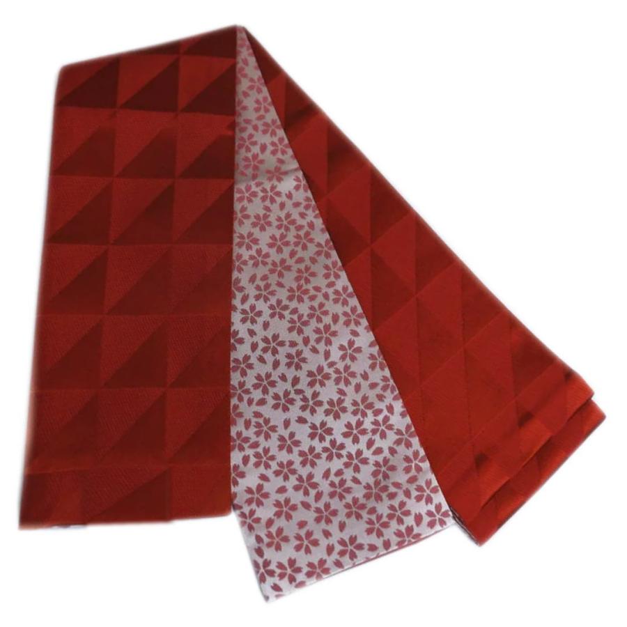 着物 洗える 袷 小紋 半巾帯 細帯 リバーシブル 2点セット 濃紺色地菱