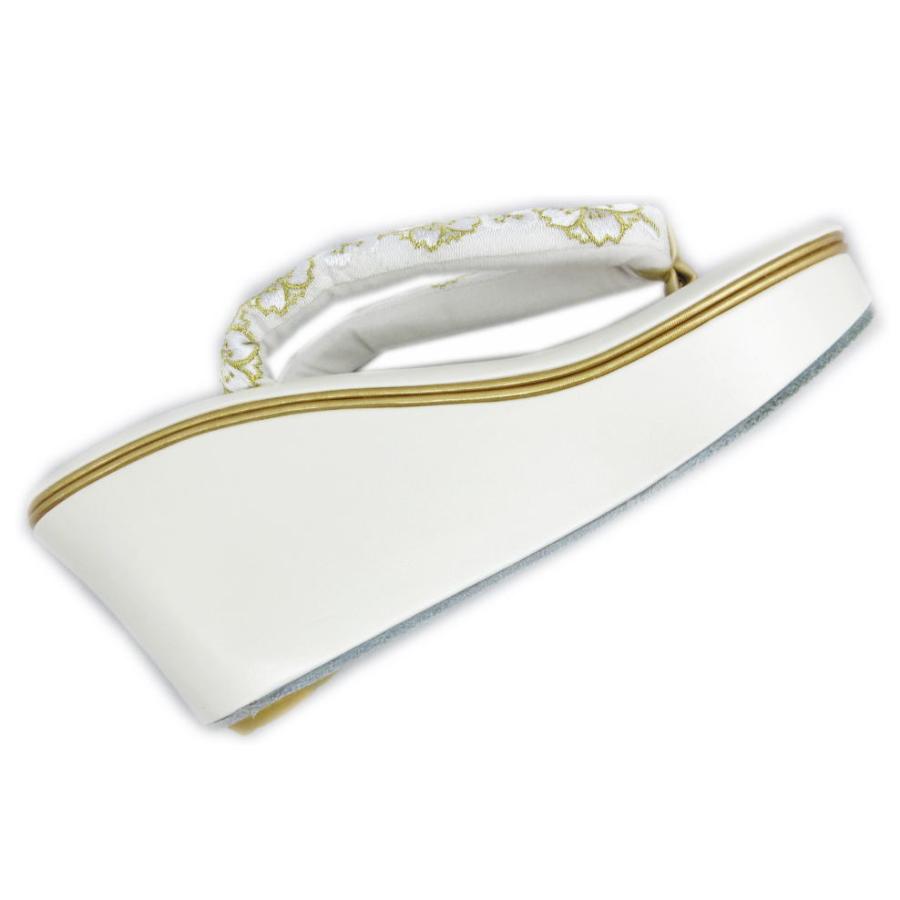 草履 ぞうり 厚底ヒール 白台白地金糸入り八重桜刺繍鼻緒 フリー こっぽり風 振袖 成人式 卒業式 袴 着物 舞妓さん 草履 ぞうり 厚底ヒール 白台白地金糸入り八重桜刺繍鼻緒 フリー こっ