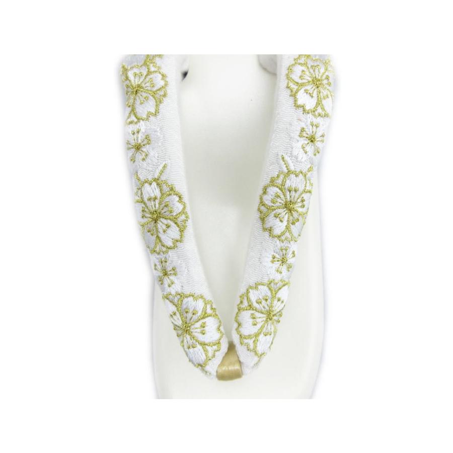 草履 ぞうり 厚底ヒール 白台白地金糸入り八重桜刺繍鼻緒 フリー こっ