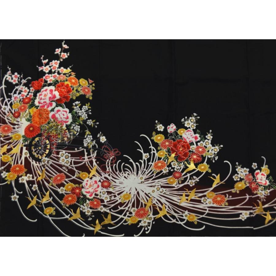 黒留袖 お仕立上がり 洗える 袋帯 長襦袢 3点セット 古典花車菊梅金彩