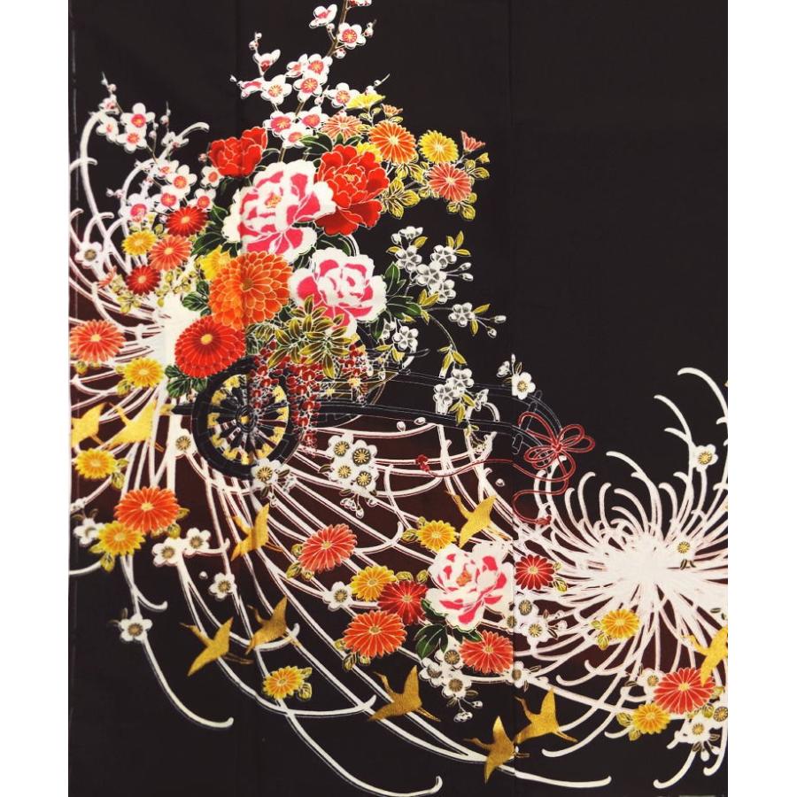 黒留袖 お仕立上がり 洗える 袋帯 長襦袢 3点セット 古典花車菊梅金彩