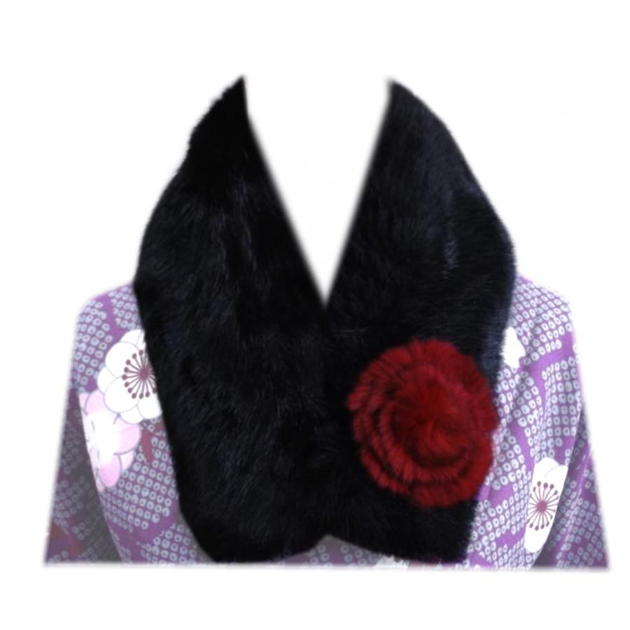 マフラー 襟巻き フェイクファー 花飾り付 ブラック 黒色 和装 着物 洋服 女性用 Ffm 2 最新和服 和雑貨 和さくら庵 通販 Yahoo ショッピング