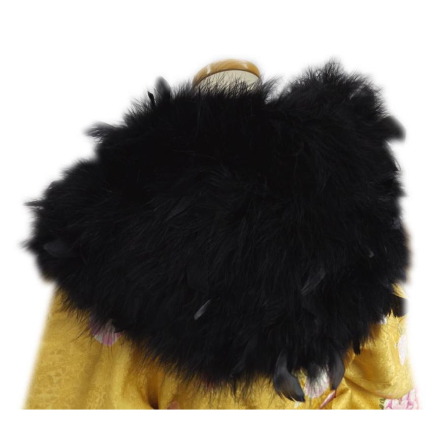 ショール スワン 羽毛 黒に黒羽根 振袖 成人式 卒業式 袴 振袖用