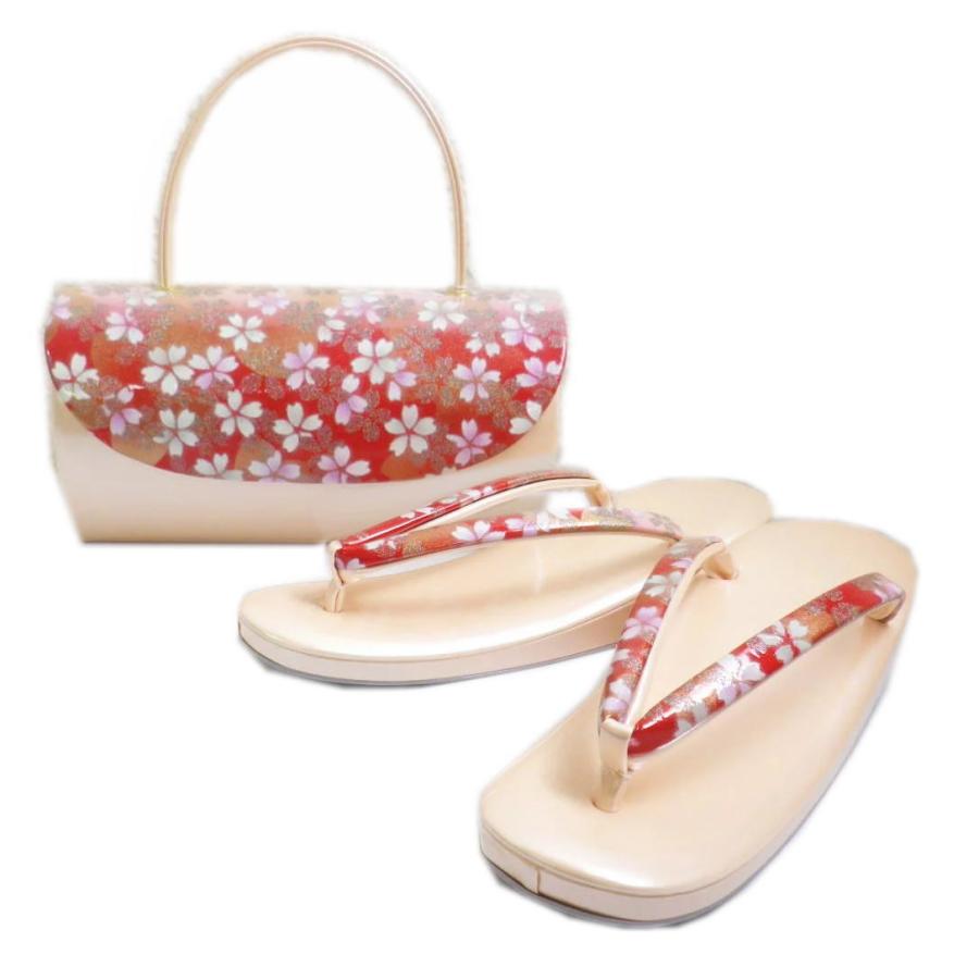 草履バッグセット 大きいサイズ ３Ｌ 26ｃｍ 日本製 横丸被型赤色地桜ラメ桜 振袖 成人式 卒業式 袴 訪問着 着物 振袖用 XＬ 草履バッグセット 大きいサイズ 3L 日本製 横丸被型赤色地桜ラメ桜