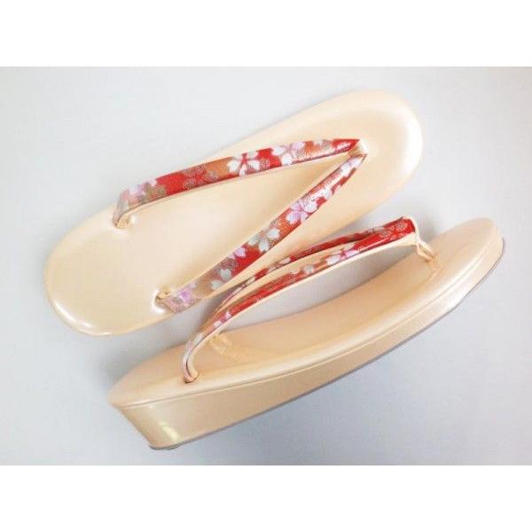 草履バッグセット 大きいサイズ 3L 日本製 横丸被型赤色地桜ラメ桜