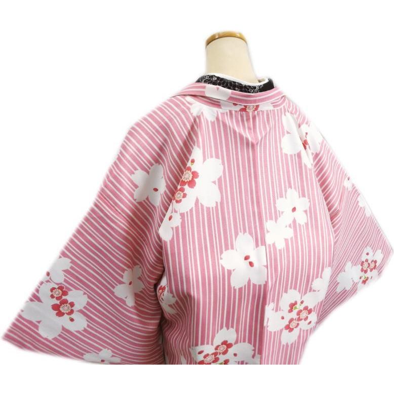 長羽織 はおり コート ピンク地桜ライン フリー 洗える 和装 着物 女性 