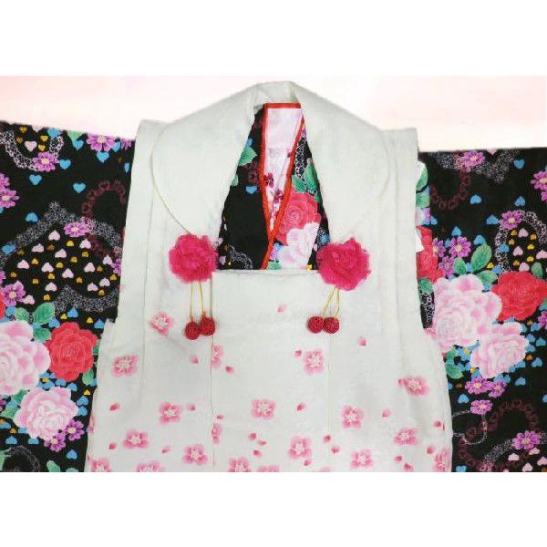 被布セット 七五三 着物 3歳 キッズ 女の子 9点フルセット 黒地薔薇