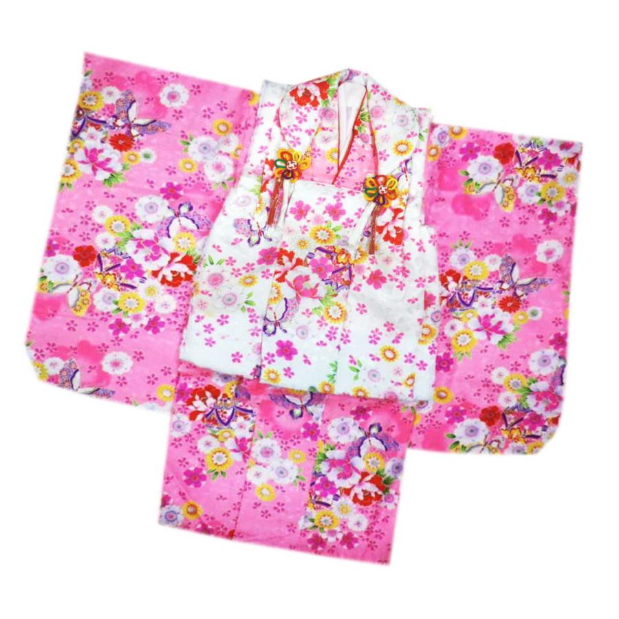 新品　女の子 七五三 3歳 被布 着物セット ピンク　まり　鞠 七五三 着物 3歳 2歳 被布 セット 女の子 フルセット 花 芍薬 桜