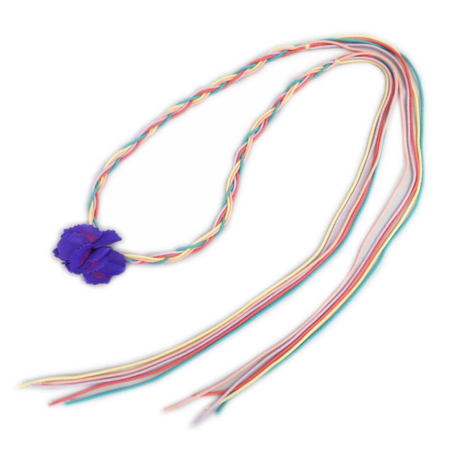 希望者のみラッピング無料 少難有り 飾り紐 かざりひも 紫色可憐花飾り付 5色編み 先割れ 日本製 浴衣 着物 umb.digital
