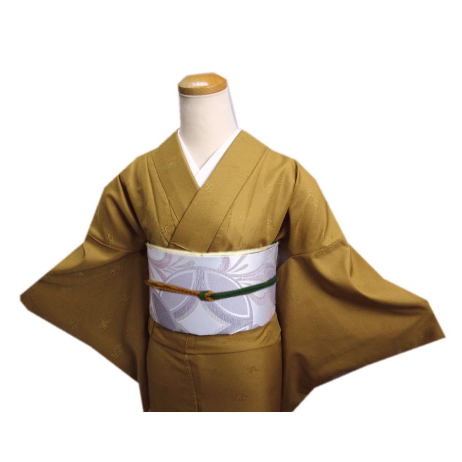 訳有り 少難あり】 色無地 R・K 着物 洗える 袷 袋帯 2点セット 金茶