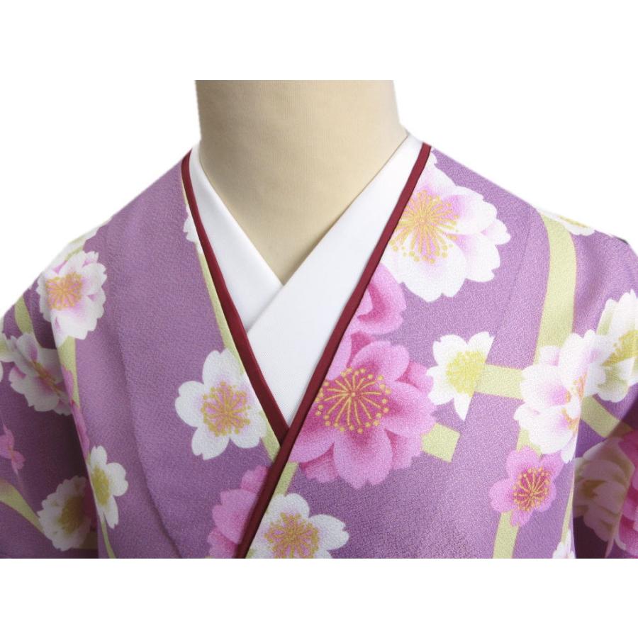 二部式 着物 洗える 袷 薄紫色地八重桜格子 M L ユニフォーム 二部式 着物 洗える 袷 薄紫色地八重桜格子 M L ユニフォーム