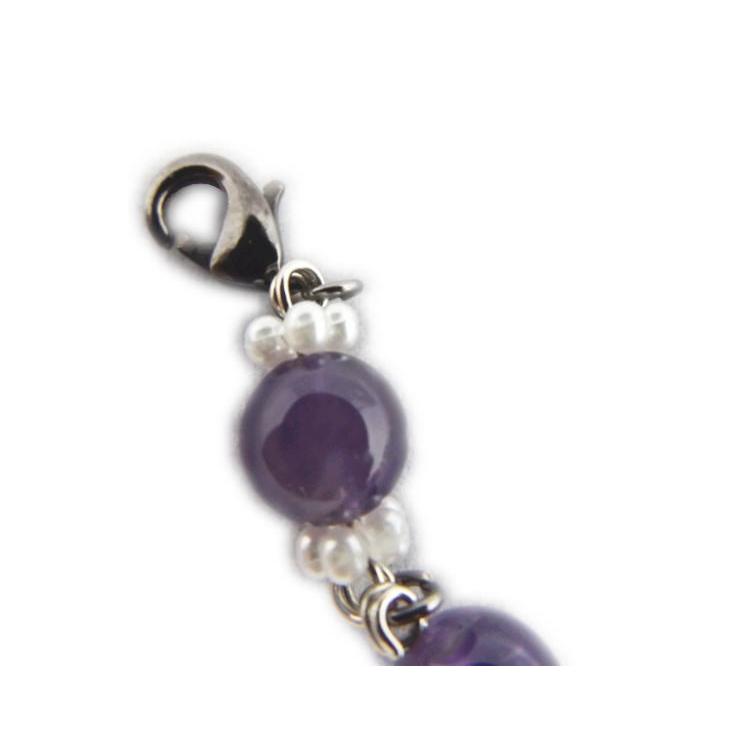 羽織紐 はおりひも 女性用 マグネット ラクト玉 天然石 アメジスト紫色