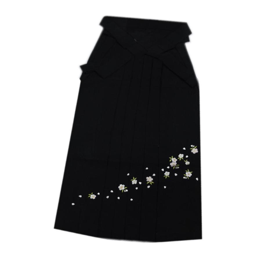袴 はかま 無地 刺繍 黒色地桜 S M L LL 卒業式 女性用 購入 
