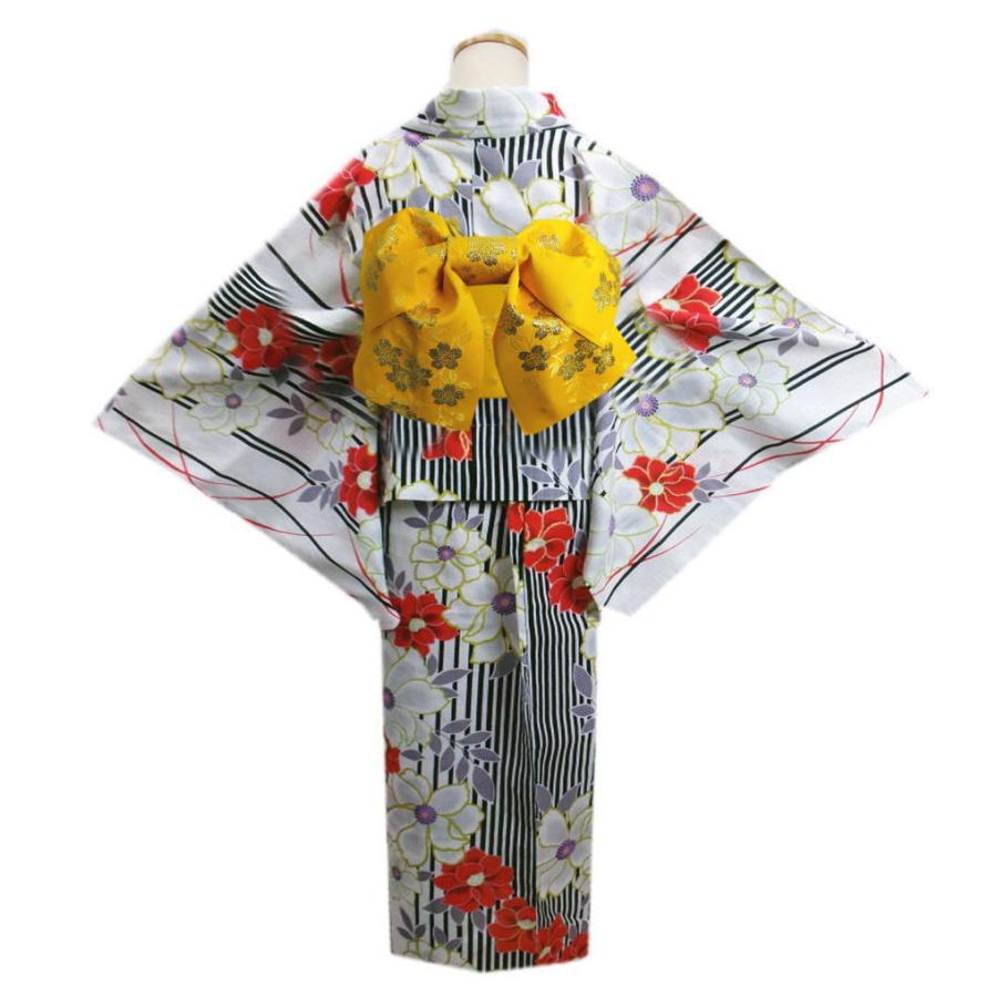 浴衣 セパレート 二部式 結び帯 2点セット ラメ入り 淡クリーム地菊花