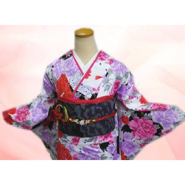 振袖 洗える お買上 お仕立上がり フルセット フリー 白地大輪牡丹 成人式 出来上がり 振袖 洗える お買上 お仕立上がり フルセット フリー 白色地大輪牡丹