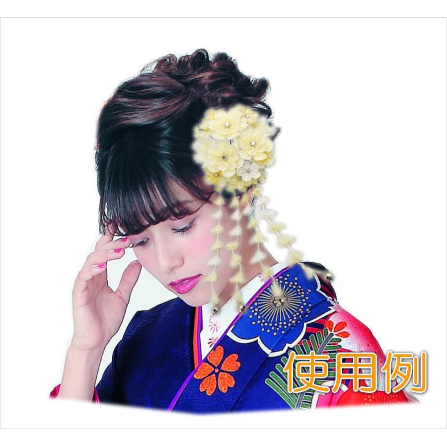 髪飾り 髪かざり つまみ細工かんざし 八重梅花珠白クリーム 振袖 成人