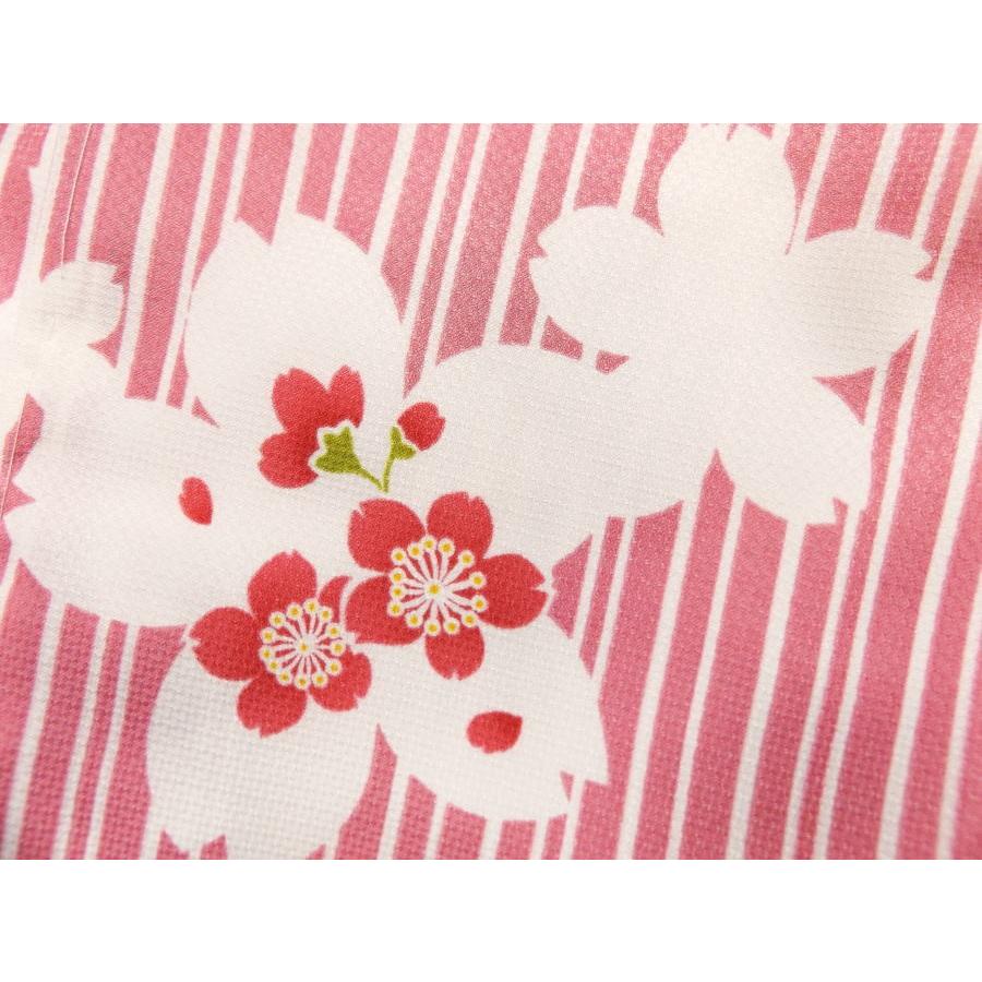 道行コート 洗える ピンク色地桜ライン フリー 和装 着物 冬用 女性用 
