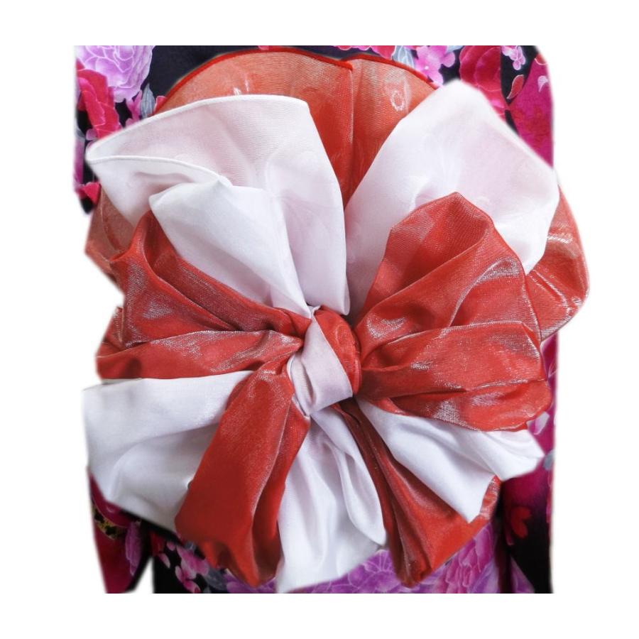 兵児帯 へこ帯 キッズ 2色重ね 赤色白 着物 女の子 日本正規代理店品 日本製 浴衣 正規販売店 子供用