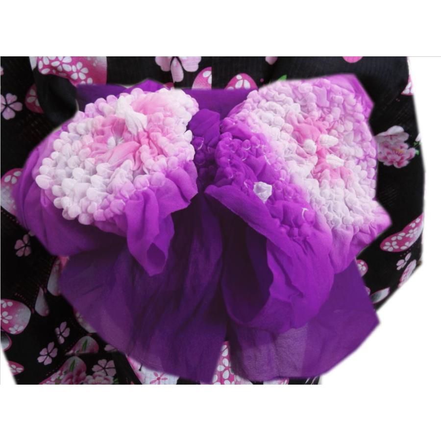 兵児帯 へこ帯 絞り 国内外の人気集結 子供用 キッズ 着物 2022春夏新作 紫色地薄ピンク 女の子 浴衣 日本製