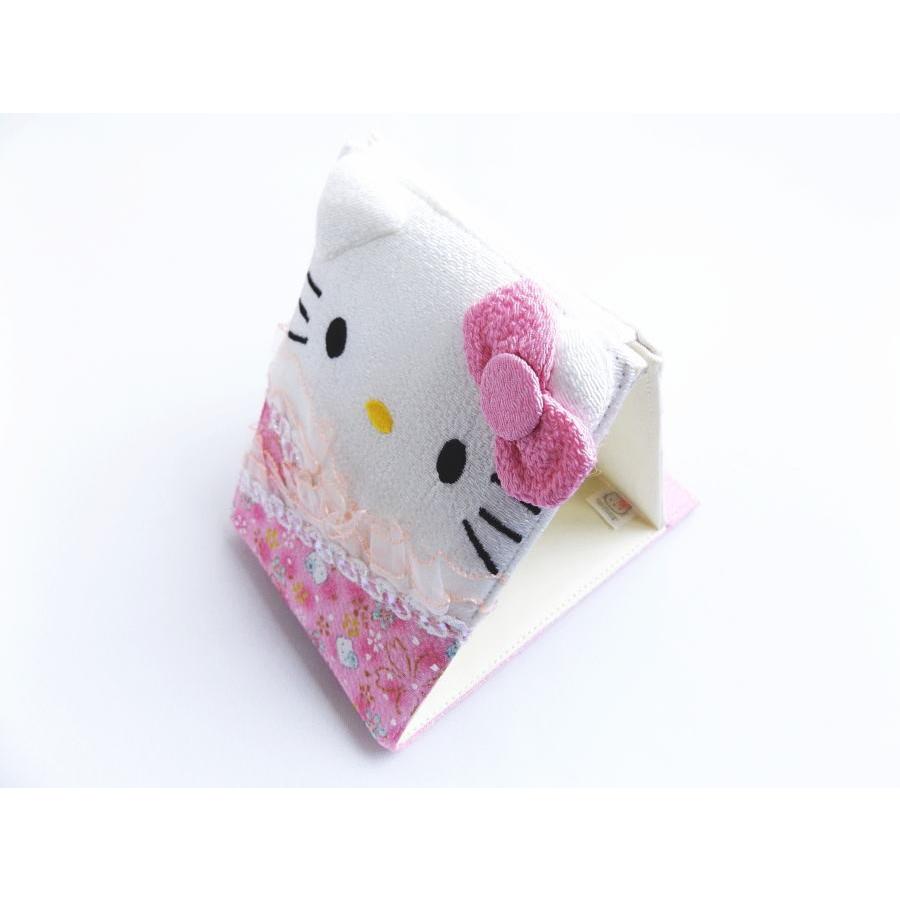 立て鏡 ミラー スタンド ハローキティちゃん 和柄 フェイス レース付