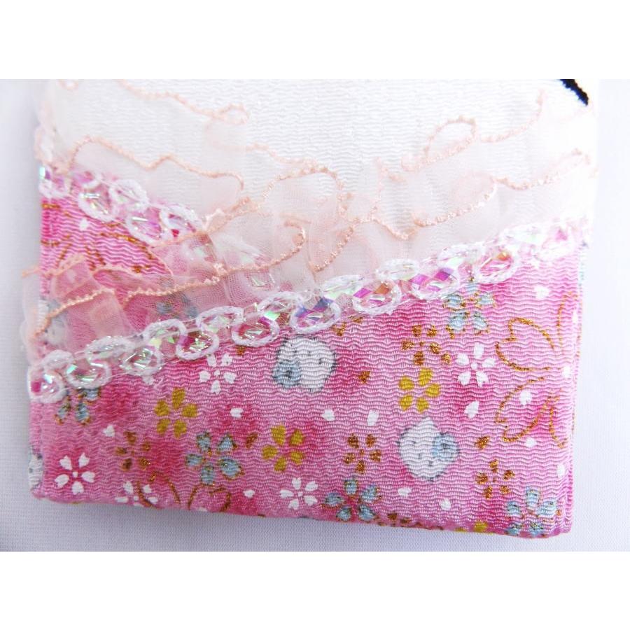 立て鏡 ミラー スタンド ハローキティちゃん 和柄 フェイス レース付