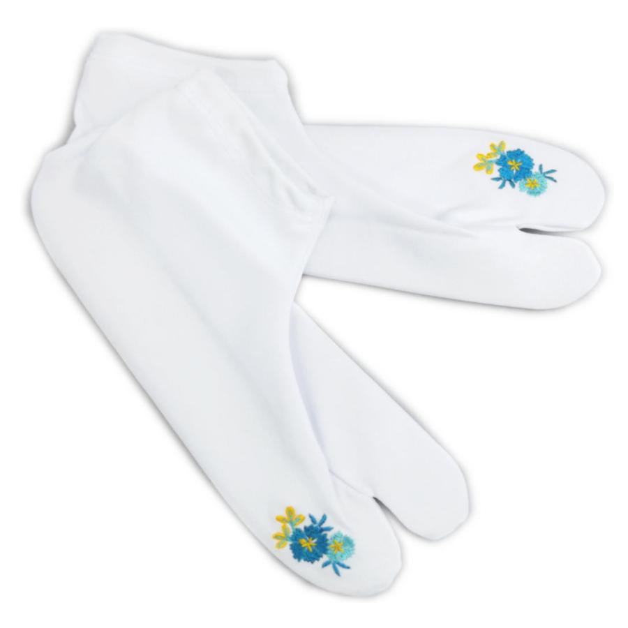 足袋 白 刺繍入り ストレッチ ブルー撫子 フリー 23 24ｃｍ 振袖 成人式 卒業式 袴 着物 Kystb 9 最新和服 和雑貨 和さくら庵 通販 Yahoo ショッピング