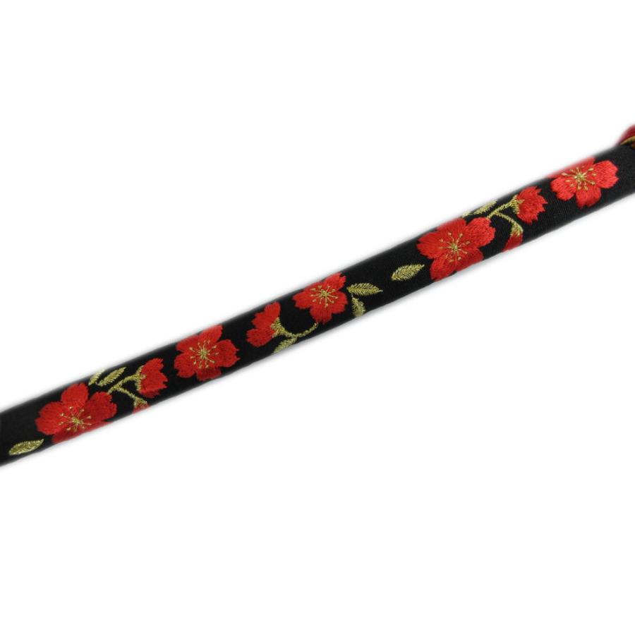 帯締め 丸ぐけ 振袖用 成人式 帯締め成人式 振袖 着物 正絹 黒 ブラック 桜 刺繍 日本製 送料無料 帯締め 帯〆 丸ぐけ 桜刺繍入り 金糸入り 黒 正絹 先割れ 2色使い 日本