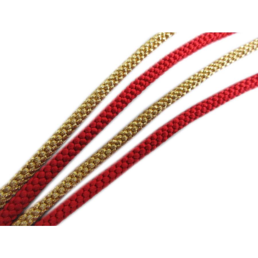 帯締め 帯〆 丸ぐけ 桜刺繍入り 金糸入り 黒 正絹 先割れ 2色使い 日本