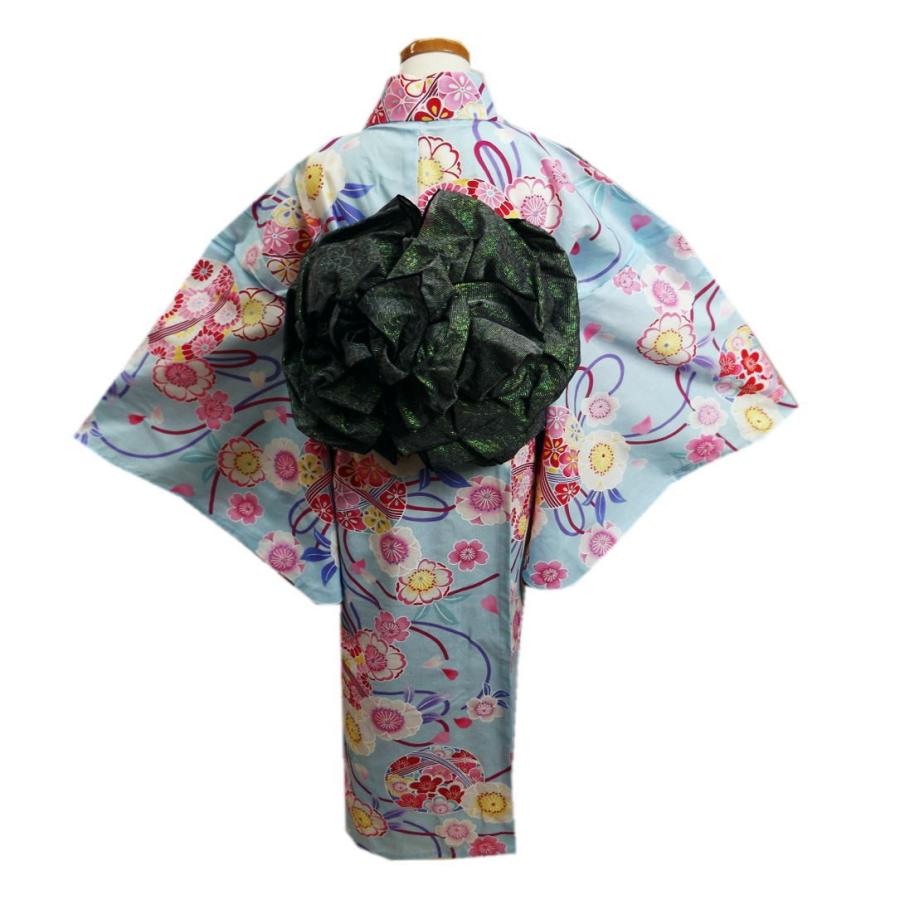 結び帯 付け帯 作り帯 花結び 浴衣 日本製 黒色地グリーンラメ花 女性用 巻いてポン Mhob 5 最新和服 和雑貨 和さくら庵 通販 Yahoo ショッピング