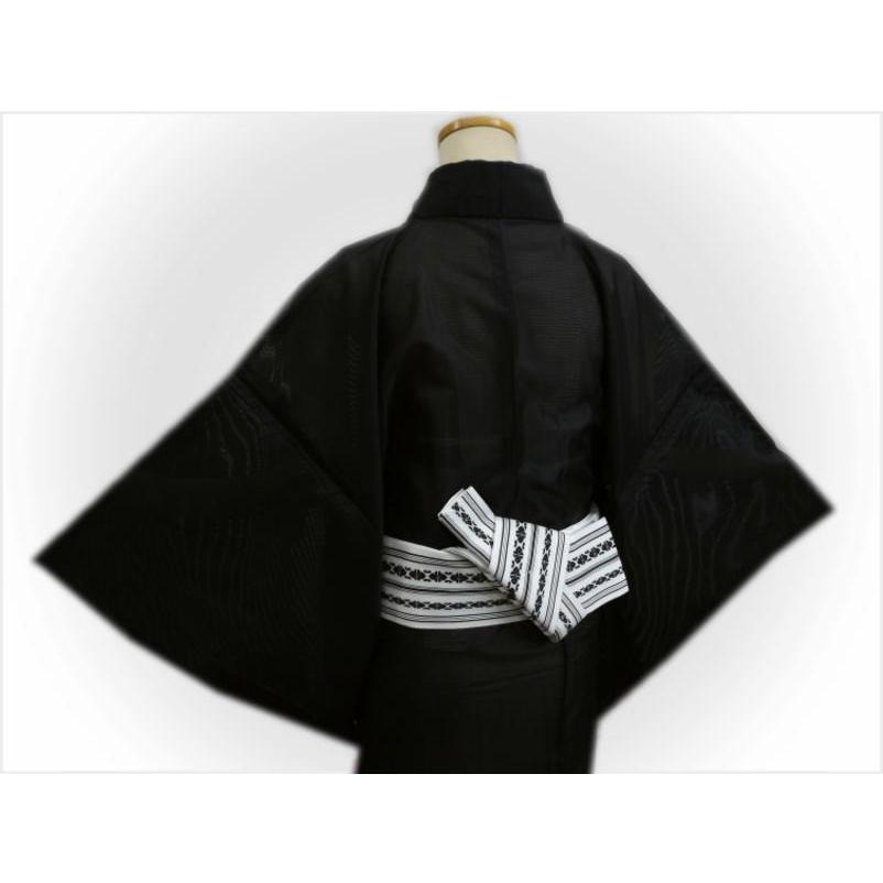 着物 メンズ 男性 夏用 駒絽 お仕立て上がり 5点セット 黒色 M L