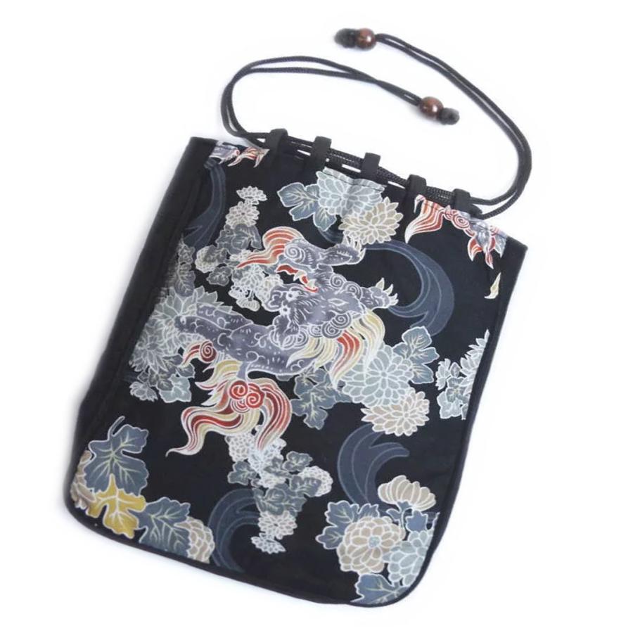 信玄袋 巾着 バッグ メンズ 男性 浴衣 着物 黒色地 唐獅子 Mksgb 1 最新和服 和雑貨 和さくら庵 通販 Yahoo ショッピング